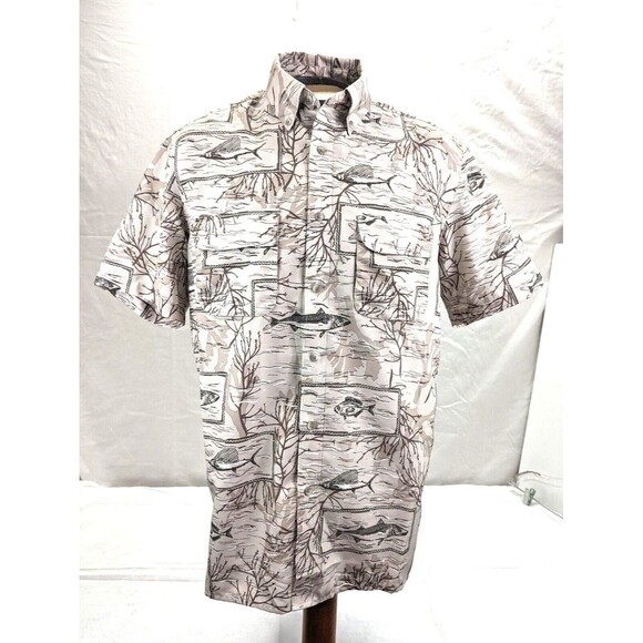 Chaps XXL 2XL Fishing Shirt Men's Beige Fish Vented Breathable Camp Sailing EUC - Picture 1 of 12